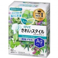 花王 樂而雅 Ag消臭抗菌 透氣護墊 62枚入 清新香草香