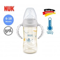 NUK 300ml PCH 寬口PPSU(感溫)奶瓶/矽膠奶嘴(6-18m,中孔) 連手柄 - 海洋系列 