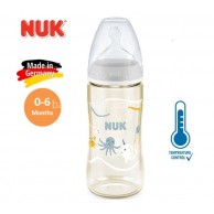 NUK 300ml PCH 寬口PPSU(感溫)奶瓶/矽膠奶嘴(0m+ 中孔) -海洋系列  **特價**