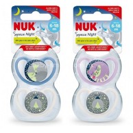 NUK Space Night 夜光(矽膠)超透氣安撫奶嘴(6-18m) 2個裝     