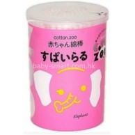 平和 嬰兒用(細軸)螺旋形棉棒 160支 (粉紅)